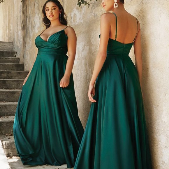 MAUVE PLUS SZIE PROM PARTY SWEETHEART NECKLINE SOFT SATIN A-LINE CURVY Cd7485 - Picture 5 of 7